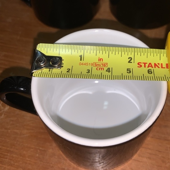Set of 4 Black & White Ceramic Espresso Coffee Mugs Made in Thailand - Picture 6 of 9